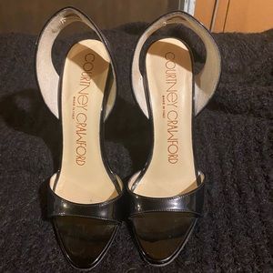 Courtney Crawford Slingback Open-Toe Heels